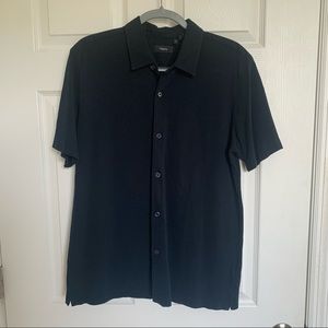 Theory Navy Blue Short Sleeve Button Down